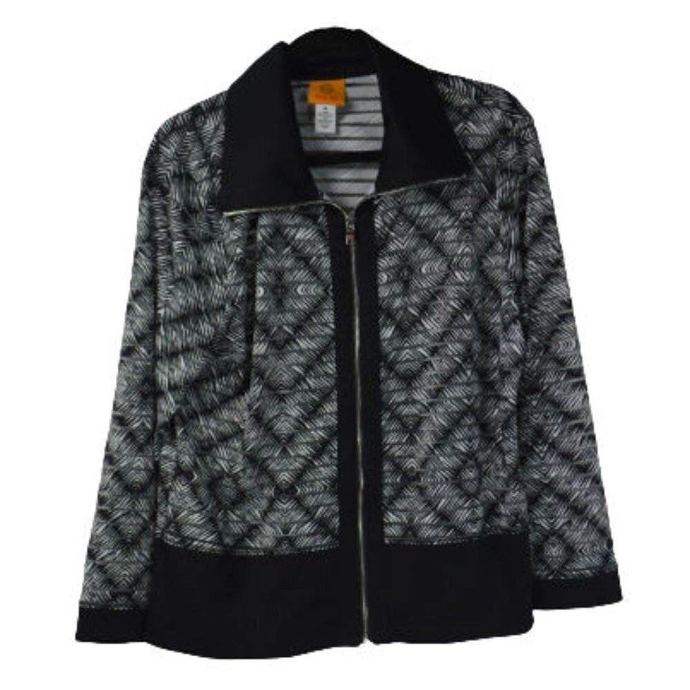 Ruby Rd Lightweight Sheer Short Jacket Zipper Front Women’s Size M